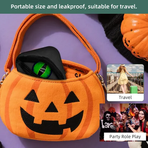 Miniatura 7 de Paquete de 2 fundas para lentes de contacto de Halloween (solo funda, sin contactos), color negro gótico, moderno y a prueba de fugas