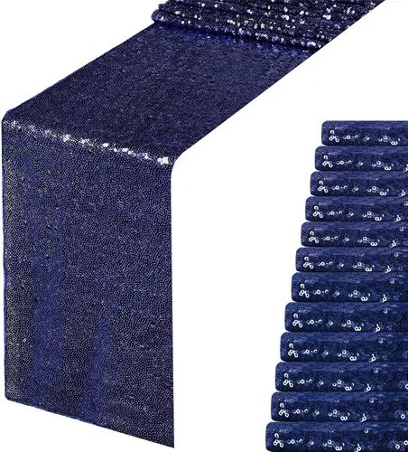 Miniatura 12 de Camino de mesa de lentejuelas negras de 12 x 72 pulgadas, paquete de 6 caminos de mesa con purpurina para decoración de fiestas, baby shower