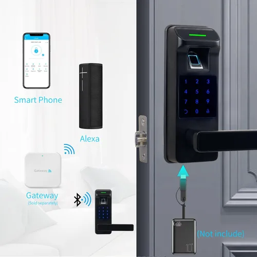 Miniatura 4 de Cerradura de Puerta con Huella Dactilar, Cerradura sin Llave de Pantalla Táctil con Teclado de Servicio Pesado con Control Total por APP con Manija