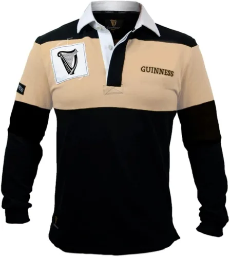 Guinness Camiseta de rugby irlandés de manga larga para hombre, camiseta de rugby estilo polo para hombre, sudadera de cerveza