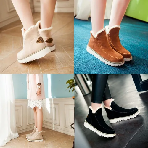 Miniatura 7 de Zekear - Botas de algodón para mujer, con plataforma de gamuza y forro polar, botas cortas antideslizantes para el invierno