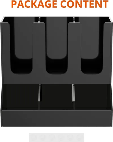 Miniatura 4 de Richboom Organizador de tazas y tapas, 6 compartimentos con 2 separadores extraíbles, estación de café, dispensador de tazas, organizador de Negro
