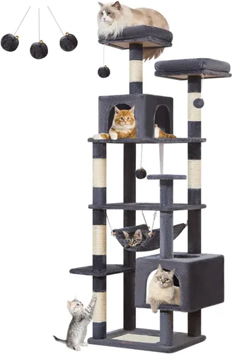 Miniatura 11 de Taoqimiao Árbol para gatos, torre para gatos de 68 pulgadas para gatos de interior, condominio para gatos de varios niveles de felpa con 6 postes