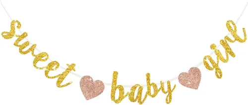 Miniatura 12 de BEISHIDA Cartel de bebé con purpurina, sin bricolaje, cartel pre-encordado para fiesta de género de bebé para niñas, decoraciones de ducha de niñas
