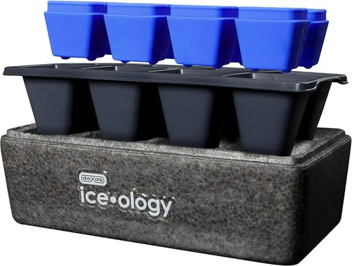 Miniatura 2 de Dexas ice•ology Molde de Hielo Transparente de Silicona para Hielo de Cóctel Artesanal, Bandeja de Cubos de 8