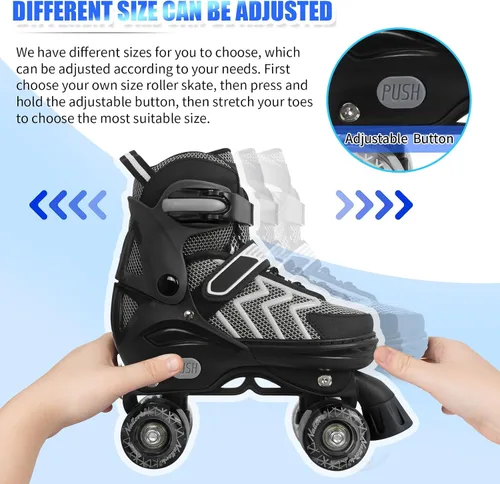 Miniatura 3 de Nattork Patines de ruedas para niños y niñas, patines ajustables de 4 tamaños con ruedas iluminadas para adolescentes, principiantes, deportes al