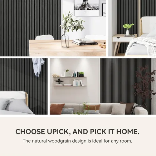 Miniatura 5 de Upick Paneles de pared acústicos de MDF que absorben el sonido, paquete de 2 paneles de pared de espuma a prueba de sonido de 94.5 x 23.4 pulgadas