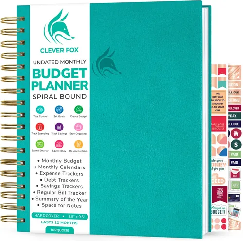 Miniatura 10 de Clever Fox Planificador de presupuesto: libro de finanzas en espiral, diario financiero mensual, organizador de presupuestos y cuaderno de Negro