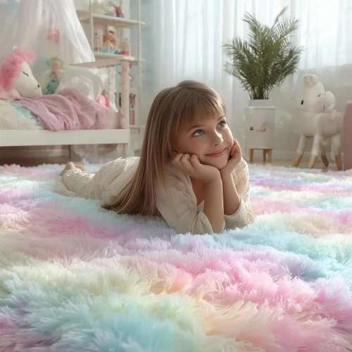 Miniatura 3 de PAGISOFE Alfombras Redondas de 5 Pies, Alfombras Esponjosas para Dormitorio, Alfombra Bonita para Habitación de Niñas, Alfombras Suaves