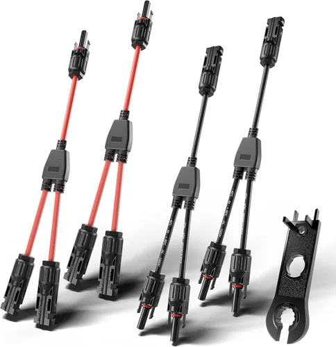 Miniatura 10 de OYMSAE Conectores solares 30A - Kit de cable adaptador paralelo de rama en Y impermeable para panel solar