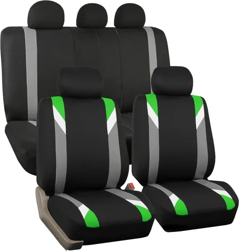Miniatura 25 de FH Group - Fundas de tela para asientos delanteros bajos de auto con reposacabezas extraíble, ajuste universal, compatible con bolsa de aire