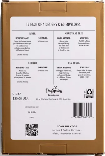 Miniatura 3 de DaySpring - Clásicos navideños en blanco y negro - 60 tarjetas y sobres de Navidad a granel (U1347)