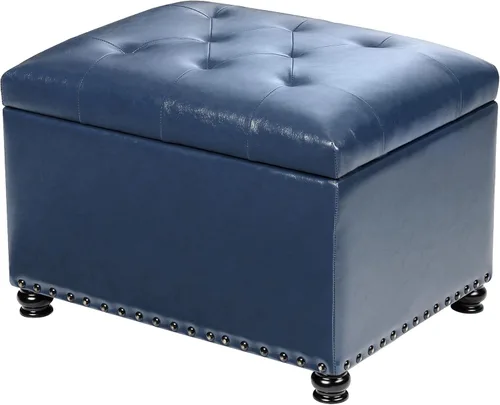 Miniatura 16 de Joveco Otomana rectangular de 24" con almacenamiento para sala de estar, banco tapizado con asiento y reposapiés con tapa abatible, reposapiés