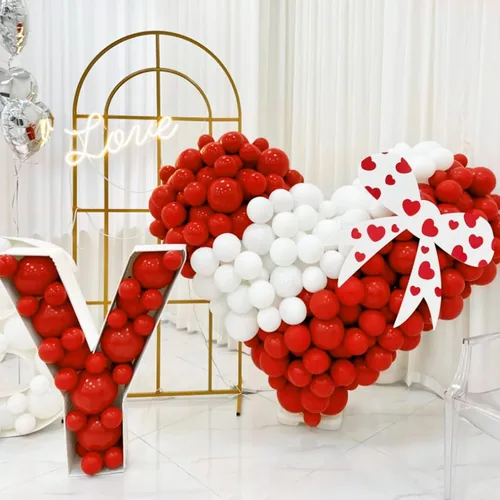 Miniatura 5 de 100 globos rojos y blancos de látex grueso de 12 pulgadas para decoración del día de la madre, día de San Valentín, cumpleaños, boda, día