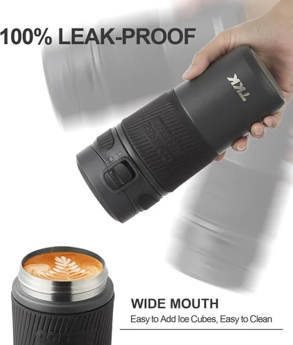 Miniatura 4 de TKK Taza de café de viaje de 15 onzas, taza de café aislada de acero inoxidable con tapa abatible, taza de viaje a prueba de fugas para café, té
