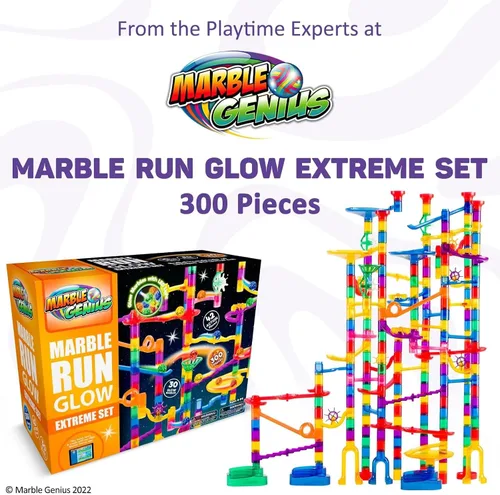 Miniatura 2 de Marble Genius Glow Marble Run Super Set - 200 piezas completas + aplicación de instrucciones gratuita y manual de instrucciones a todo
