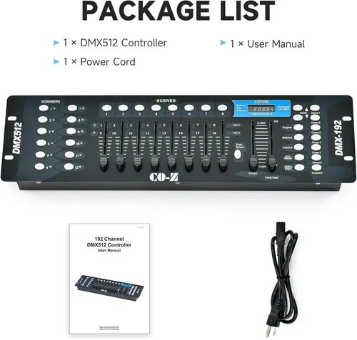 Miniatura 7 de Controlador de iluminación CO-Z 192 DMX 512 para el escenario del DJ, Fiestas, Bares, Clubes nocturnos, Discotecas con luces giratorias