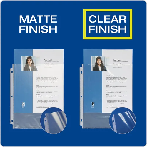 Miniatura 2 de Oxford - Fundas protectoras de hojas, acabado transparente, carga superior, fundas de plástico tamaño carta, reforzadas con perforación de 3