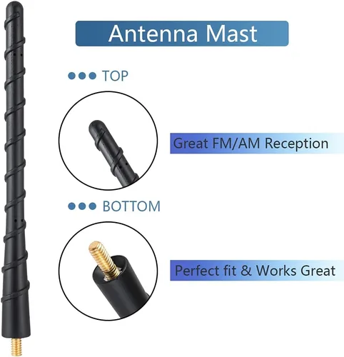 Miniatura 3 de Antena corta de radio de coche de 7.6 pulgadas, antena de goma flexible en espiral de 7.7 in, repuesto para radio de automóvil FM/AM, compatible