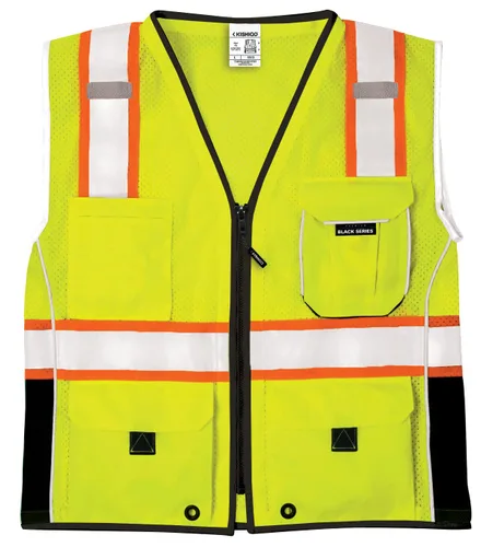 Miniatura 3 de Chaleco de seguridad ML Kishigo, de poliéster, resistente, color verde lima. Línea Black Series de ML Kishigo, M, Lime, 1