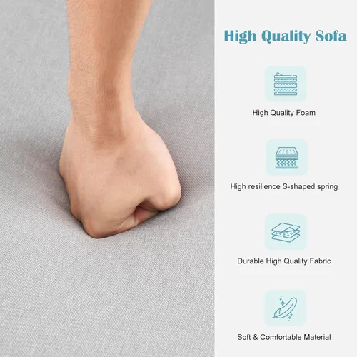 Miniatura 5 de IDEALHOUSE Sofá cama de lino futón 2024, sofá compacto y elegante para espacios pequeños, sofá doble plegable para sala de estar, dormitorio