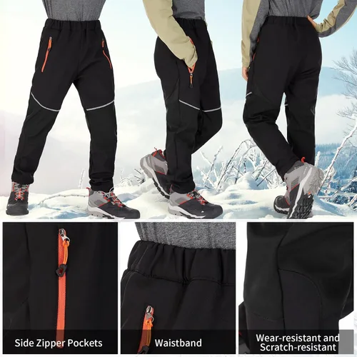 Miniatura 6 de Toomett Pantalones cargo de nieve para niños, niñas y niños al aire libre con forro polar suave Shell senderismo pesca esquí pantalones aislados