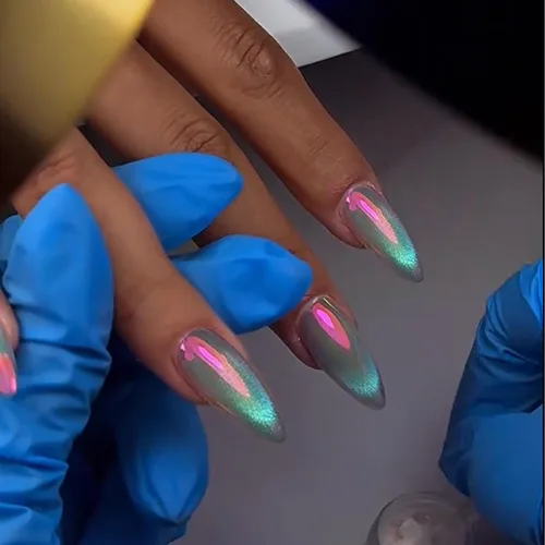Miniatura 2 de Polvo de uñas cromado Pigmento holográfico con efecto espejo de dona esmaltado Arte de uñas de grado profesional y resina para manualidades
