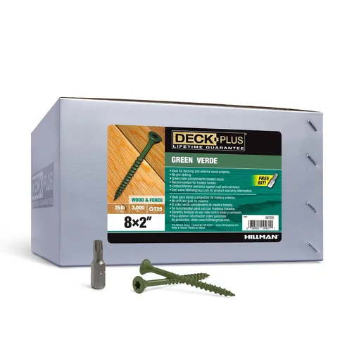Deck Plus Tornillos para valla y madera exterior con revestimiento epoxi de 2 pulgadas #8 x 2 Torx/Star Drive incluido, rosca gruesa, tornillo de