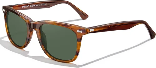 CARFIA Lentes de sol polarizados cuadrados para hombre, protección UV400, acetato retro, hechos a mano, hechos a mano