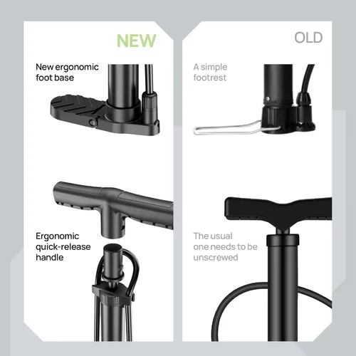 Miniatura 7 de Bomba de bicicleta de suelo, inflador avanzado de neumáticos de bicicleta, bomba de aire manual para bicicleta con válvulas Presta y Schrader