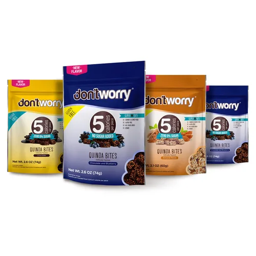 Miniatura 7 de Don't Worry Bocados orgánicos de quinua Sabor a nuez de chocolate y almendras Caramelo sin azúcar, 4 calorías por pieza, galletas cetogénicas