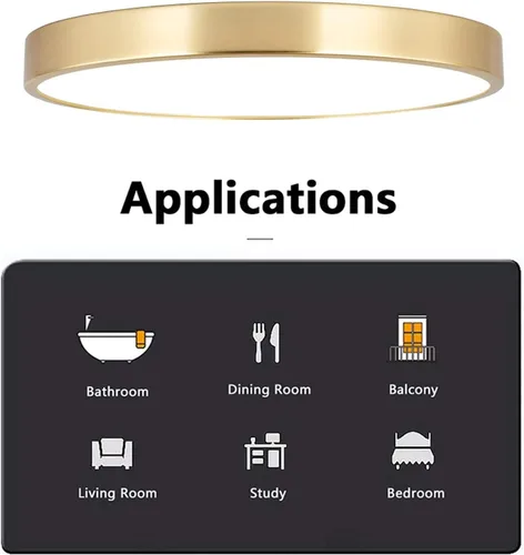 Miniatura 5 de SOTTAE Lámpara de techo LED de metal dorado cepillado de 12 pulgadas, 3000-5000 K, 20 W, delgada, redonda, moderna, de perfil bajo, para dormitorio