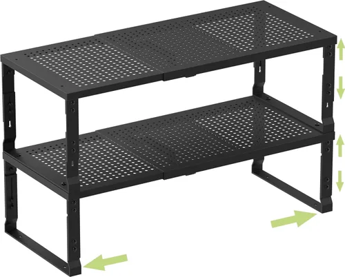 Miniatura 7 de Organizador de Estante de Metal Ajustable y de Alta Resistencia - Estante de Almacenamiento Expandible y Apilable para Despensa para Cocina, Baño