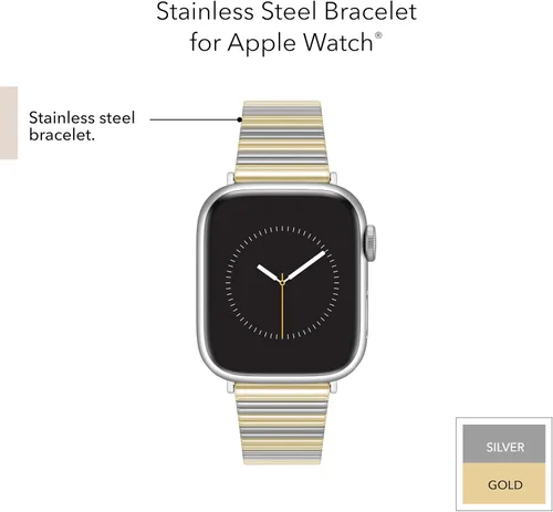 Miniatura 10 de Anne Klein Correa de acero inoxidable para Apple Watch, segura, ajustable, correa de repuesto para Apple Watch, se adapta a la mayoría de muñecas