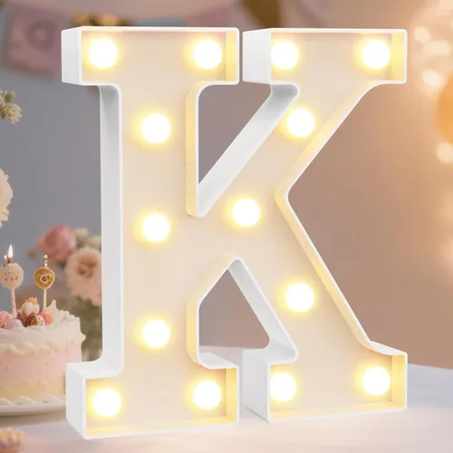 Miniatura 82 de Pooqla Letras con luces LED de marquesina, letras decorativas iluminadas en blanco cálido y blanco frío, letras del alfabeto iluminadas para niños