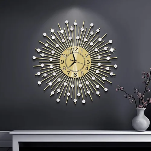 Miniatura 14 de Reloj de pared grande de cristal de 24 pulgadas para decoración de sala de estar, moderno reloj de pared con forma de estrella de metal, reloj