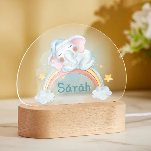 Miniatura 10 de VEELU Regalos personalizados para niños, luz nocturna con nombre personalizado con lindos animales, lámpara LED acrílica para bebé, regalo