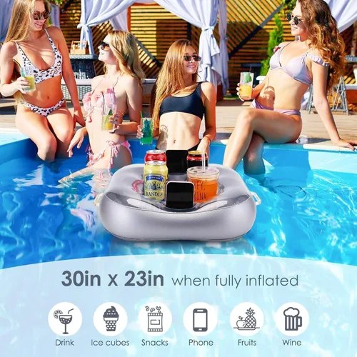 Miniatura 7 de Soporte para bebidas, flotador de bebida para fiesta en la playa, accesorios para piscina y bañera de hidromasaje con gran capacidad multiusos