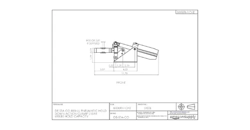 Miniatura 2 de DE-STA-CO Abrazadera de sujeción neumática 810-U con barra en U, capacidad de retención de 600 lb