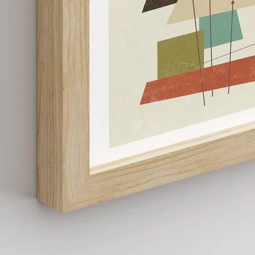 Miniatura 5 de SIGNWIN Arte de pared enmarcado moderno de mediados de siglo de los años 60, polígonos nórdicos, juego de 4 impresiones geométricas abstractas