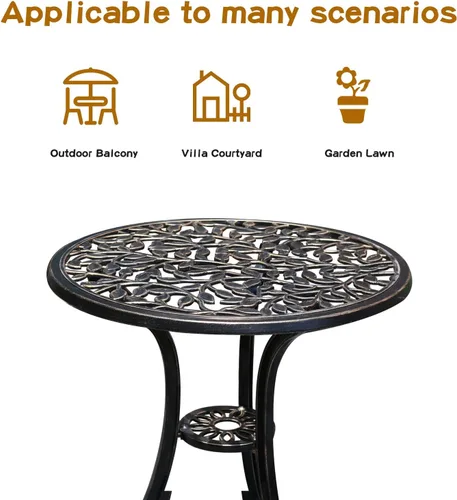 Miniatura 2 de JARDIN DE CENTENNIAL - Juego de bistró para patio. Juego de mesa de bistró de aluminio fundido resistente al óxido con agujero para paraguas