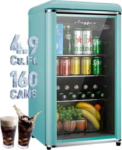 Miniatura 10 de Anypro Refrigerador y enfriador de bebidas de 2.6 pies cúbicos, refrigerador con puerta de vidrio templado, refrigerador para 126 latas de vino