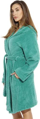Miniatura 3 de Just Love - Bata de terciopelo con capucha forrada de sherpa para mujer