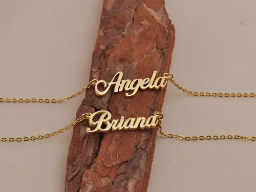Miniatura 4 de HUAN XUN Collar personalizado con placa de identificación de oro para mujeres