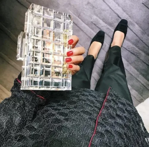 Miniatura 4 de Embrague de acrílico transparente con caja a presión, bolsas para mujer, bolso de noche, Transparente