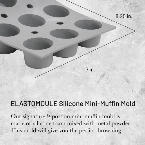 Miniatura 2 de de Buyer ELASTOMOULE Molde de silicona para mini-muffins, crea 9 muffins, fácil de usar y limpiar, apto para lavavajillas