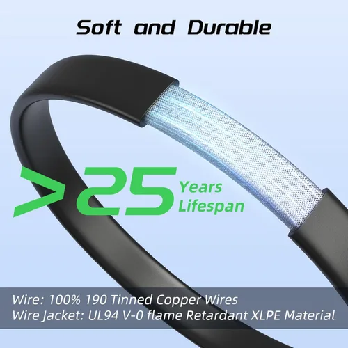 Miniatura 5 de Bateria Power Conector de cable solar súper plano, cable de extensión solar fotovoltaico de balcón de 30 amperios con conectores macho y hembra