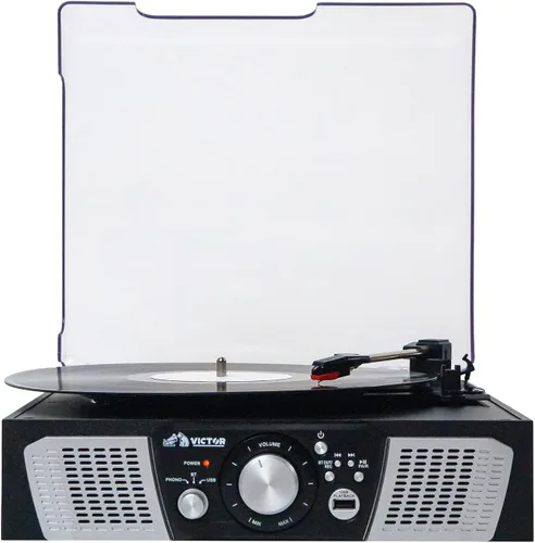 Miniatura 2 de Victor VHRP-1100 Lakeshore - Sistema de tocadiscos 5 en 1 con reproductor de discos, Bluetooth, reproducción y grabación USB, radio FM y altavoces