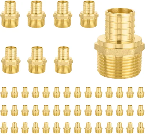 Miniatura 9 de Paquete de 5 accesorios Foskan PEX, adaptador macho NPT de 1 pulgada a 1 pulgada, accesorios de engarce de púas de latón para manguera de agua de RV