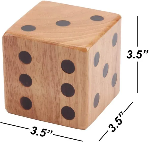 Miniatura 2 de GSE Games & Sports Expert Juego de dados gigantes de roble prémium de 3.5 pulgadas con cubo y tarjeta de puntuación Yardzee y Farkle. Juego